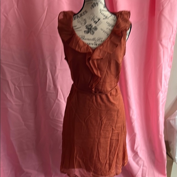 Elegant Ruffled Sleeveless Dress - Rust - Picture 1 of 1
